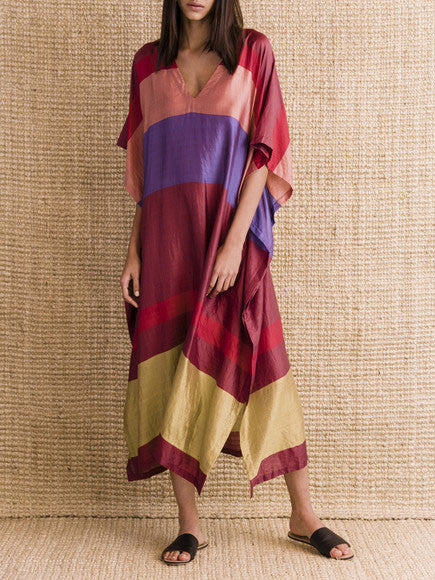 A Peace Treaty Fair Trade Faova Rust Silk Kaftan
