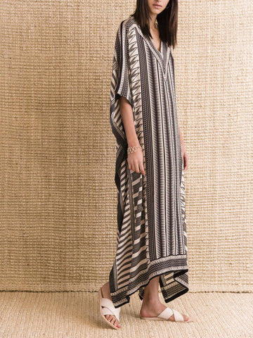 A Peace Treaty Fair Trade Silk Ecru Kaftan