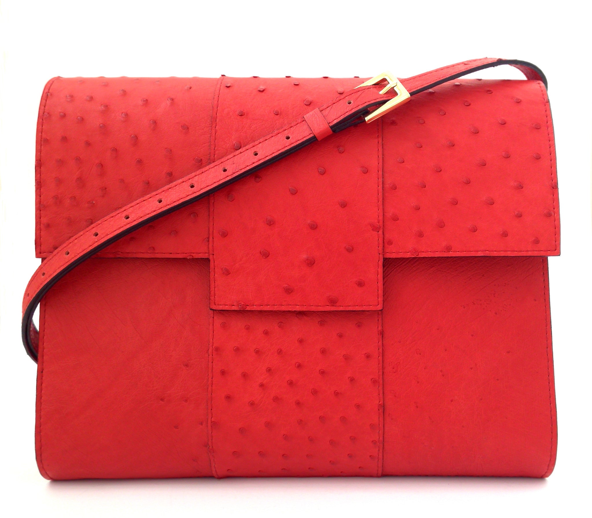 Bernice Angelique Ostrich Leather Dominatrix Bag - Red