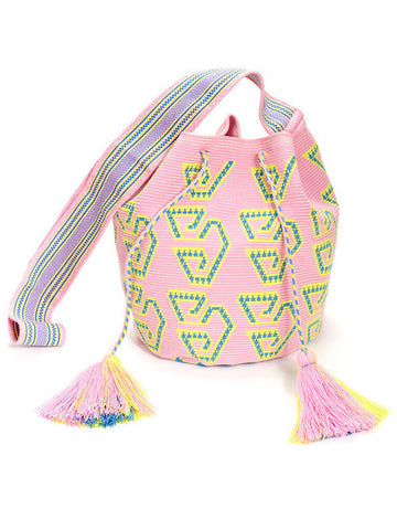 Castellano Hand Woven Mochila Bag - Pink
