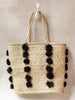 Indego Africa Hand Woven Palm Pom Pom Tote