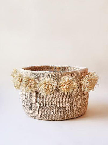 Indego Africa Hand Woven Banana Pom Basket
