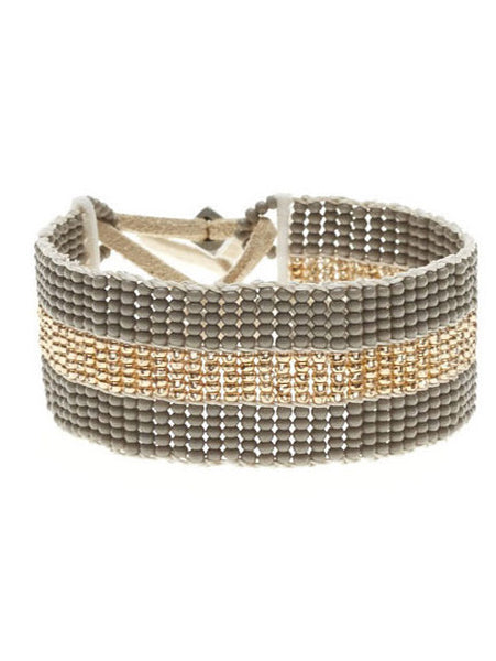 Sidai Recycled Narrow Strip Warrior Bracelet - Grey & Gold