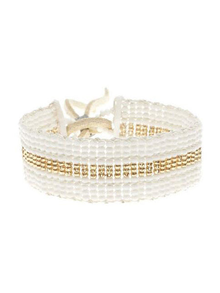 Sidai Recycled Narrow Strip Warrior Bracelet - White & Gold