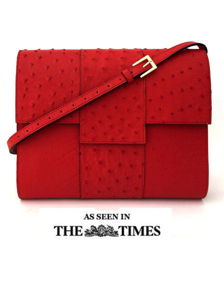 Bernice Angelique Ostrich Leather Dominatrix Bag - Red