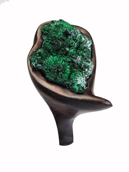 Ruda Hand Sculpted Wood Ring - Green Gem