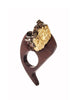 Ruda Hand Sculpted Wood Ring - Gold & Brown Gems